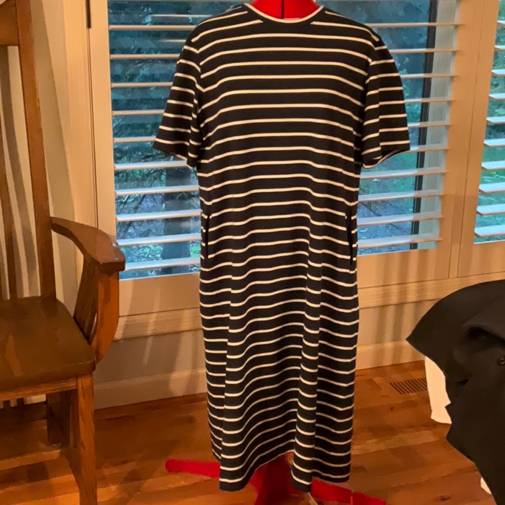 Nordstrom Navy and White Striped Midi Dress